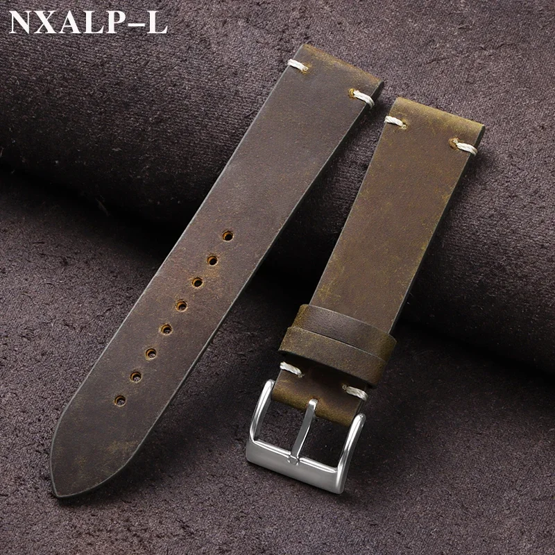 Nylon Nato Strap - ヴィンテージオイルワックスレザー時計バンド 18 ミリメートル 20 ミリメートル 21