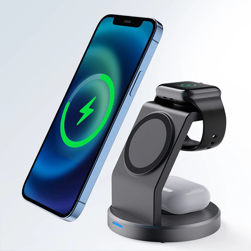 Watch Charger Cable - 3in1 ワイヤレス充電スタンド 携帯電話ホルダー iPhone 16 15