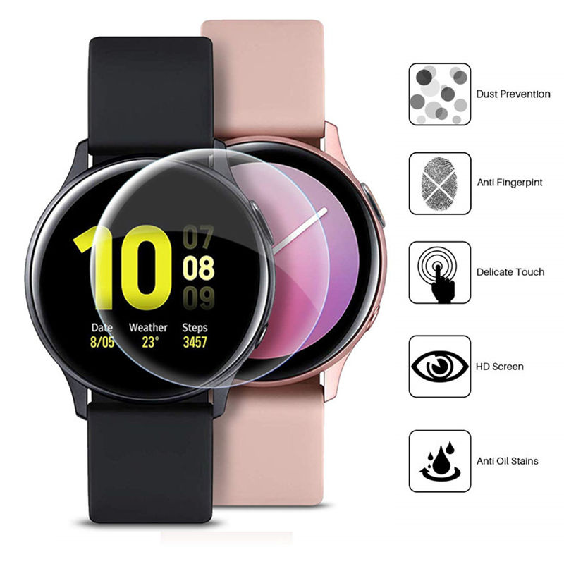 Samsung Smartwatch Accessories - サムスンギャラクシーウォッチ用の完全な保護フィルム,スクリーンプロテクター,3D,超薄型,44mm, 40mm,アクティブ2,アクセサリー,2個