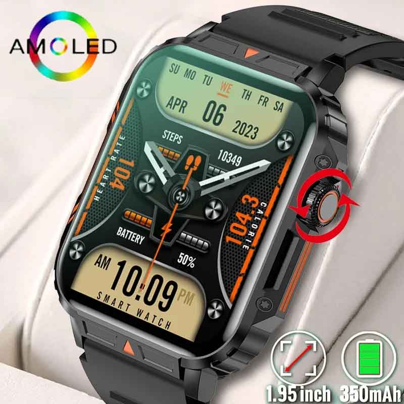 男性用のAmoledミリタリースポーツウォッチ,Androi - Smartwatch Faces のレビューと価格