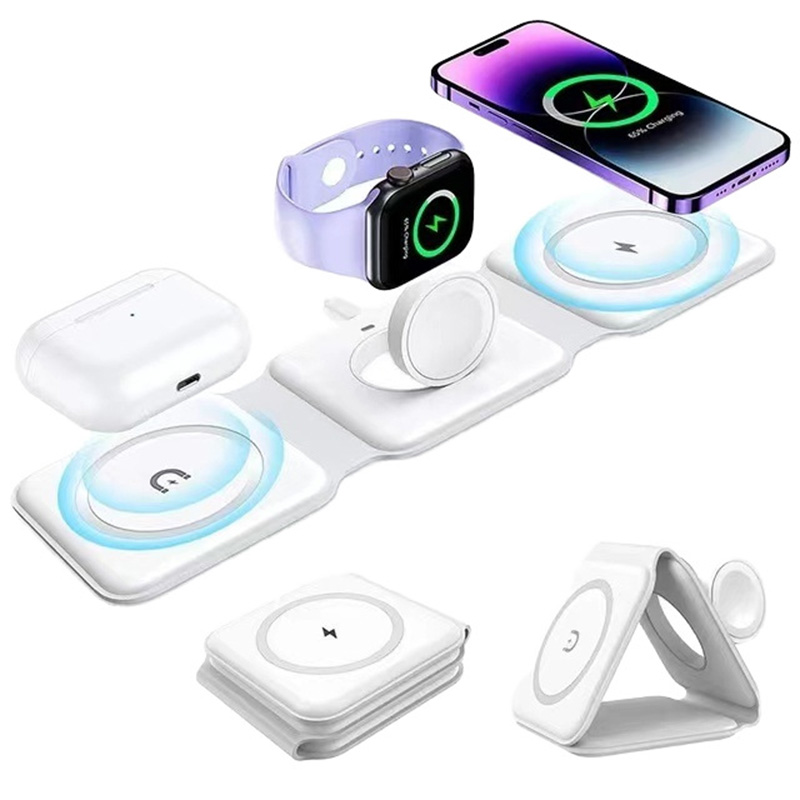 3-in-1 磁気折りたたみ式ワイヤレス充電器、15W急速充 - Watch Charger Cable のレビューと価格