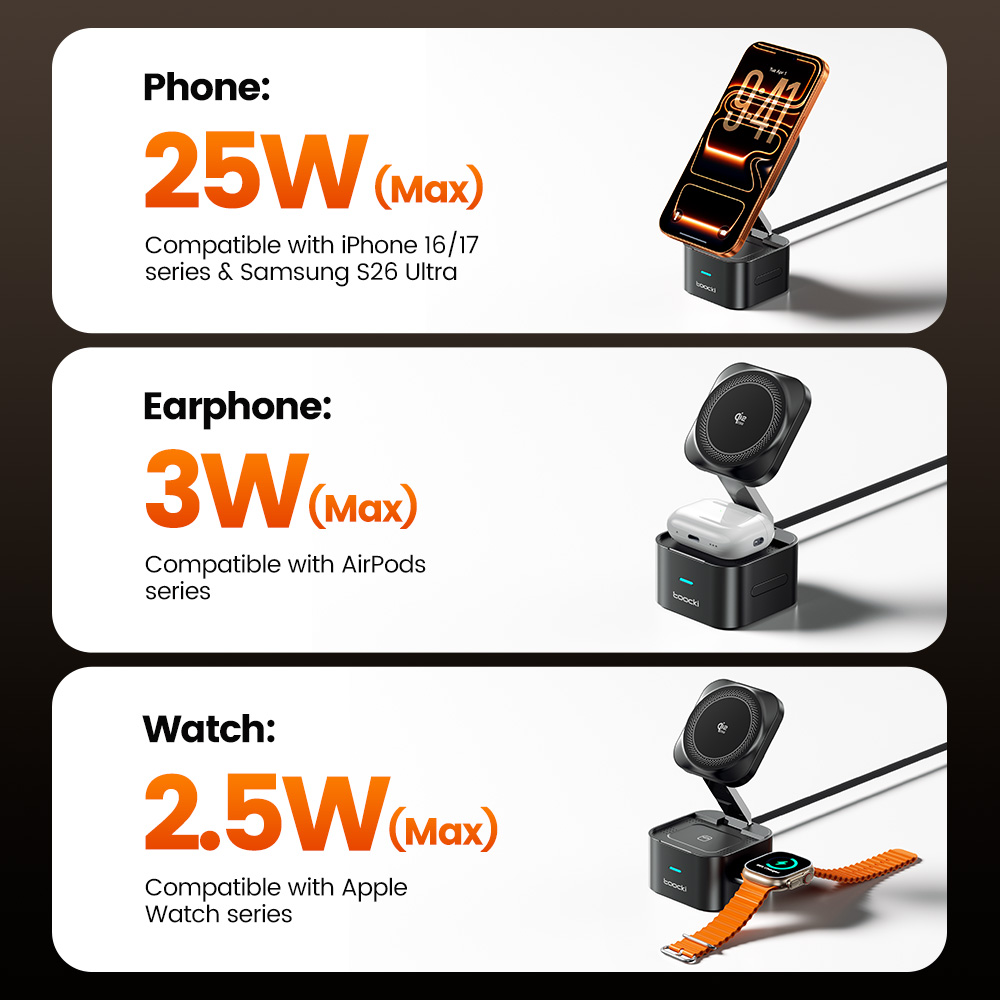 Toocki QI2.2 25W ワイヤレス充電器 iPho - Watch Charger Cable のレビューと価格