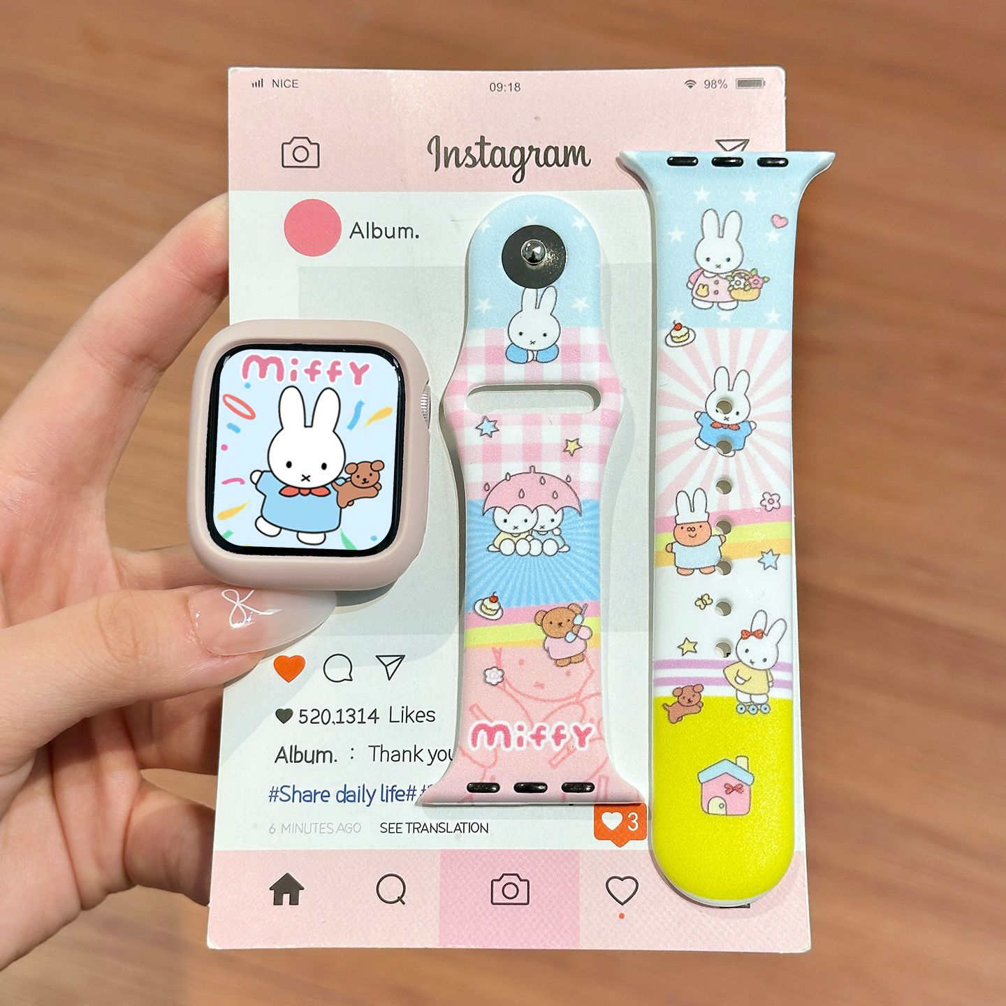 ドーパミンカラー ミッフィー シリコン時計バンド かわいい  - Apple Smartwatch Accessories のレビューと価格
