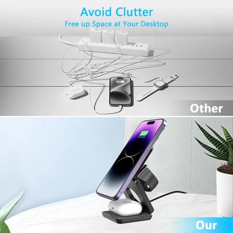 3 in 1折りたたみ式マグネットワイヤレス充電スタンド（M - Watch Charger Cable のレビューと価格