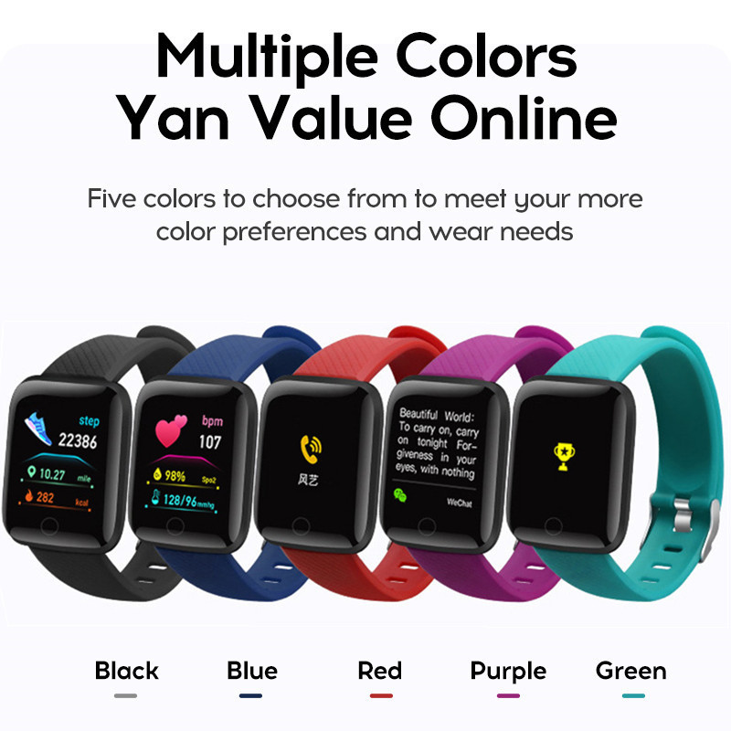 116plus スマートウォッチ男性女性フィットネストラッカ - Android Smartwatch Accessories のレビューと価格