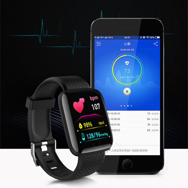 116plus スマートウォッチ男性女性フィットネストラッカ - Android Smartwatch Accessories のレビューと価格
